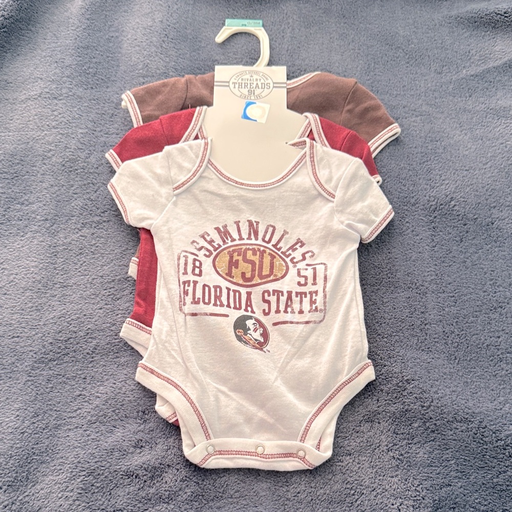 NWT 3 pack Florida State Seminoles Baby Onesies